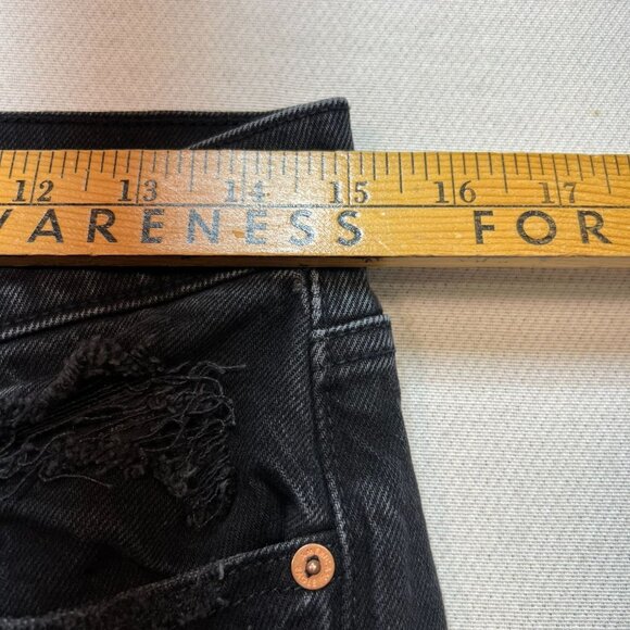 American Eagle Women's Grunge Slim Straight Jeans Stretch Size 6 Faded Black - Picture 7 of 11